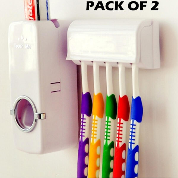Automatic Toothpaste Dispenser Holder WallMount Pack of 2 - Image 2