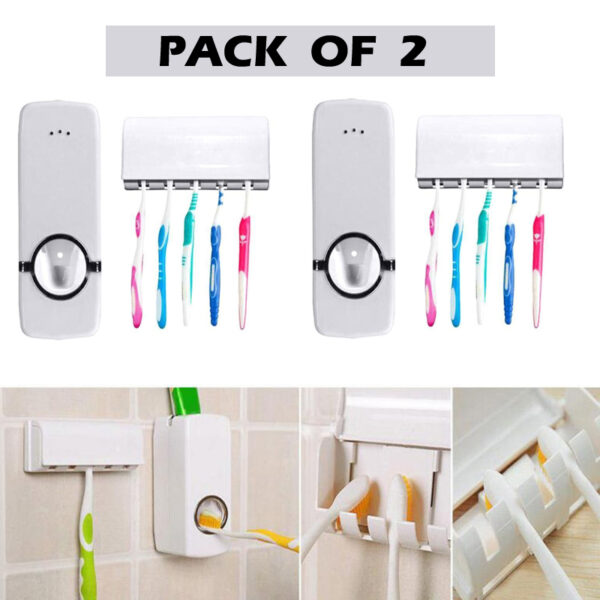Automatic Toothpaste Dispenser Holder WallMount Pack of 2 - Image 3