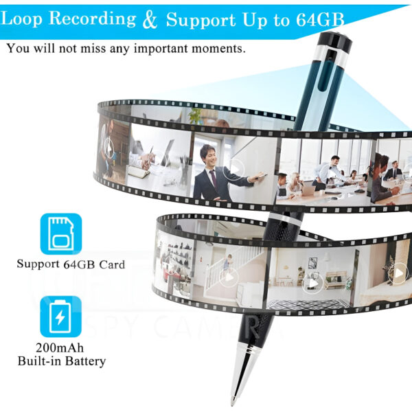 Pen Camera with Audio, Motion Detection, Bluetooth & 1080p Video - Image 2