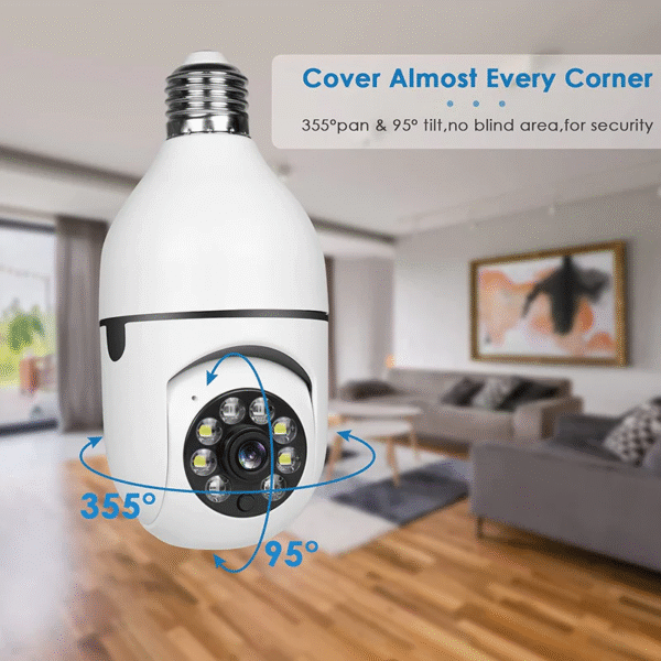 1080P Full HD Wireless LED PTZ IP Bulb Camera With NIGHT VISION - Image 3