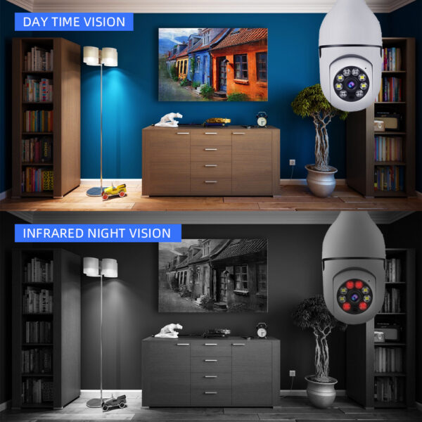 1080P Full HD Wireless LED PTZ IP Bulb Camera With NIGHT VISION - Image 4