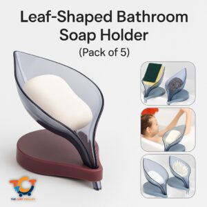 Leaf-Shaped Non-Slip Bathroom Soap Holders Pack of 5