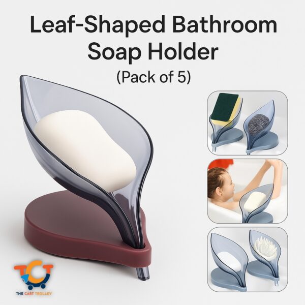 Leaf-Shaped Non-Slip Bathroom Soap Holders Pack of 5