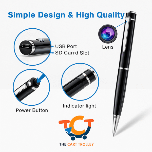 Pen Camera with Audio, Motion Detection, Bluetooth & 1080p Video