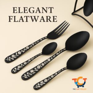 Black coated 29 pieces Steen less steel cutlery set