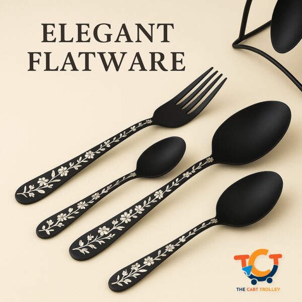 Black coated 29 pieces Steen less steel cutlery set
