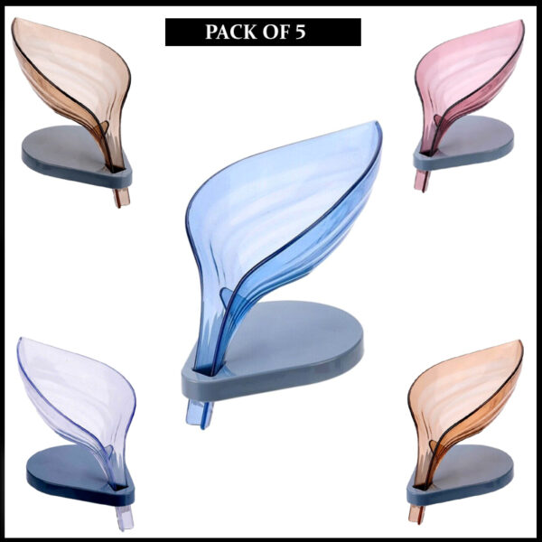Leaf-Shaped Non-Slip Bathroom Soap Holders Pack of 5 - Image 3